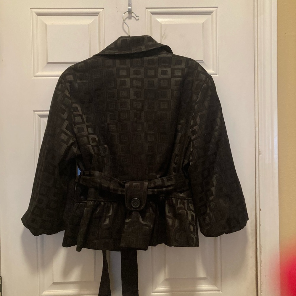 Black Elle Waist-Length Jacket With Belt, Size XL - Picture 2 of 4